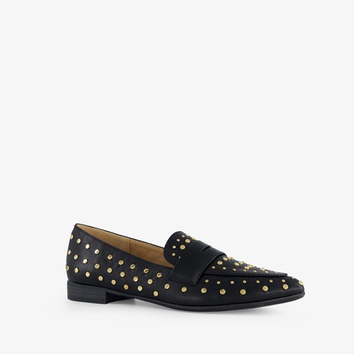 Dames loafers zwart met studs