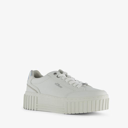 Dames sneakers met plateauzolen wit