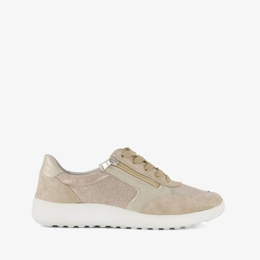 Leren dames sneakers beige