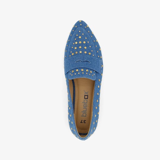 Dames loafers denim met studs