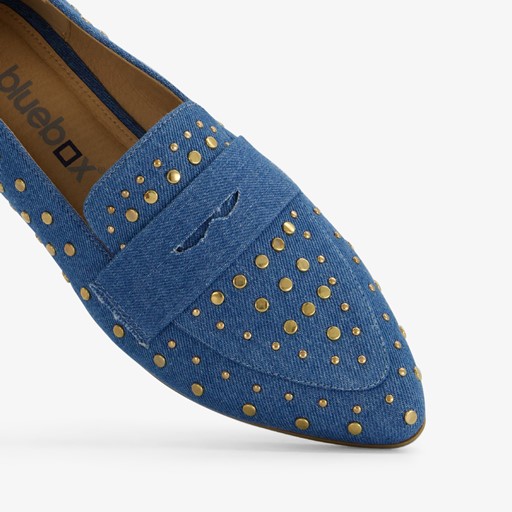 Dames loafers denim met studs