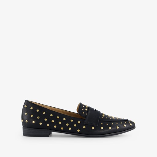 Dames loafers zwart met studs