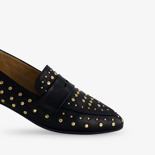 Dames loafers zwart met studs