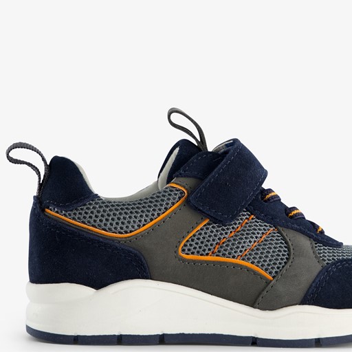 Leren jongens sneakers blauw oranje