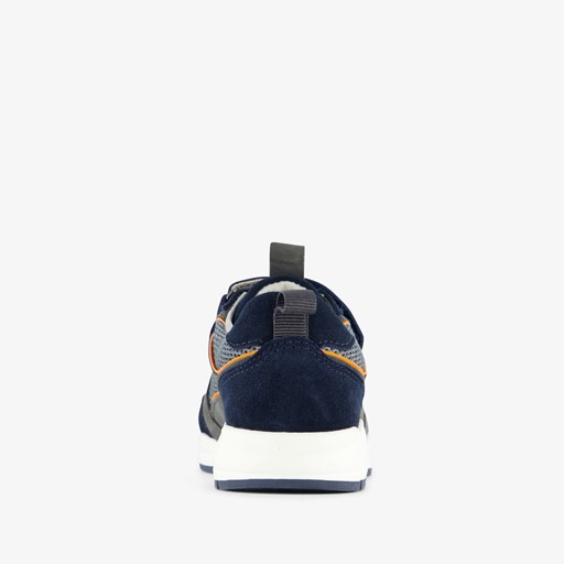 Leren jongens sneakers blauw oranje