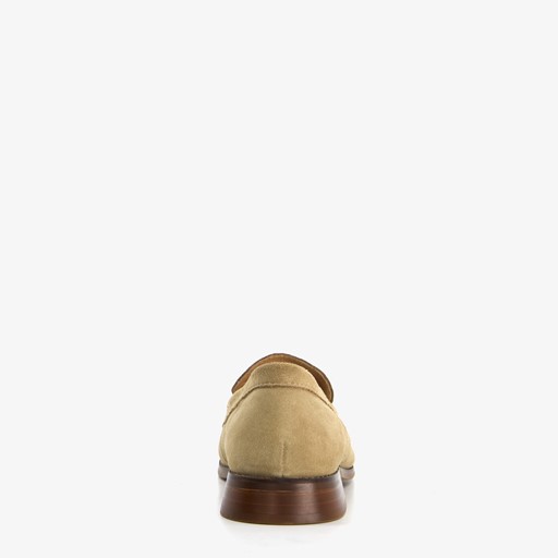 Suede dames loafers donkerbeige