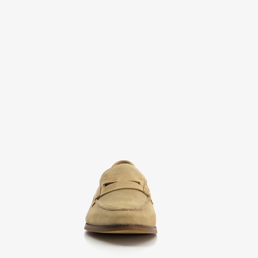 Suede dames loafers donkerbeige