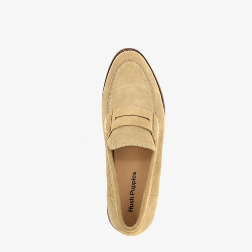 Suede dames loafers donkerbeige