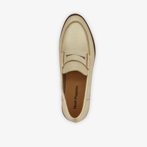 Leren dames loafers metallic goud