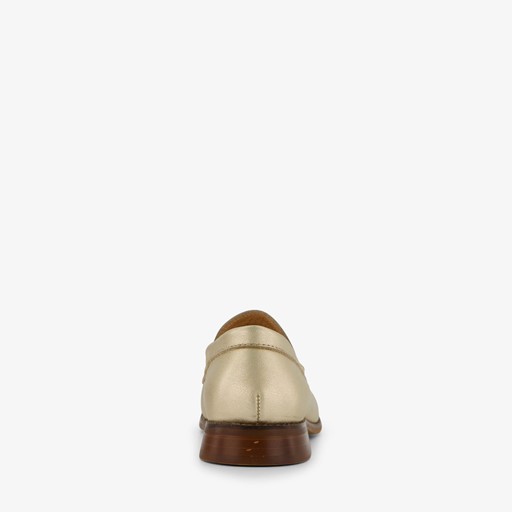 Leren dames loafers metallic goud