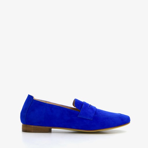 Suede dames loafers kobalt blauw