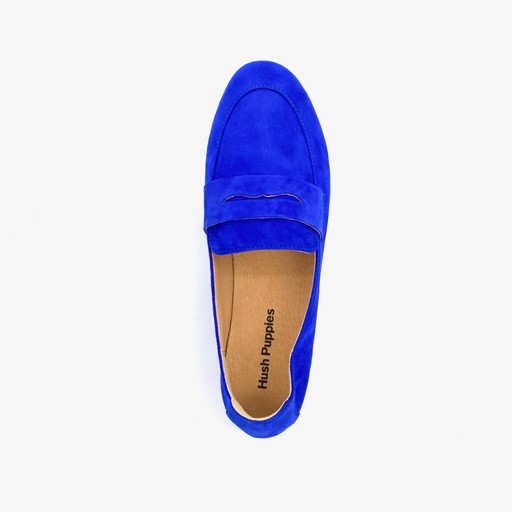 Suede dames loafers kobalt blauw