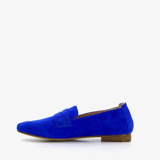 Suede dames loafers kobalt blauw