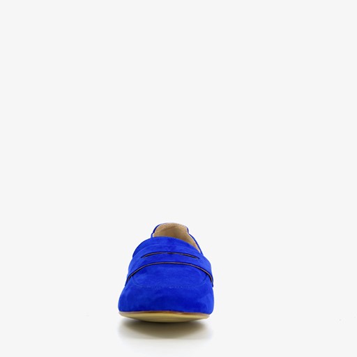 Suede dames loafers kobalt blauw