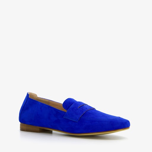 Suede dames loafers kobalt blauw