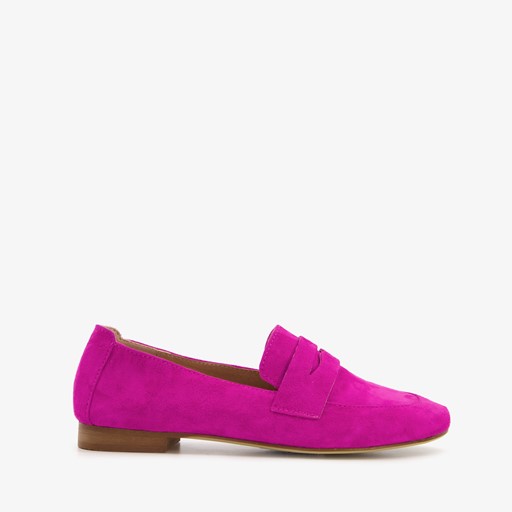 Suede dames loafers fuchsia roze