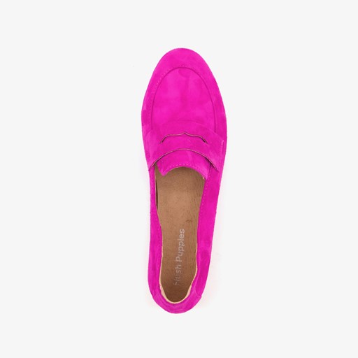 Suede dames loafers fuchsia roze