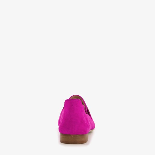 Suede dames loafers fuchsia roze