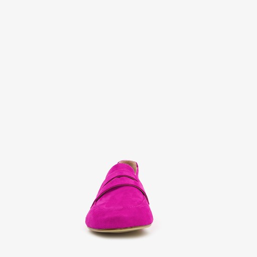 Suede dames loafers fuchsia roze