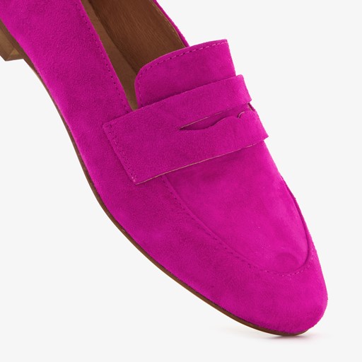 Suede dames loafers fuchsia roze