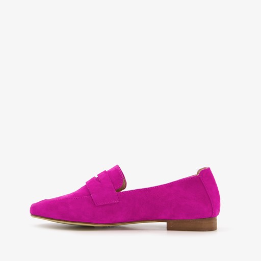 Suede dames loafers fuchsia roze