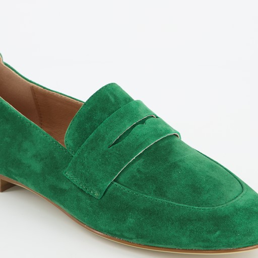 Suede dames loafers groen