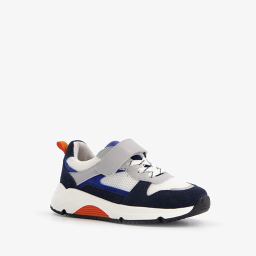 Leren jongens sneakers wit/blauw