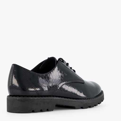 Lak dames veterschoenen croco design