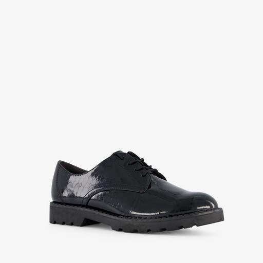 Lak dames veterschoenen croco design