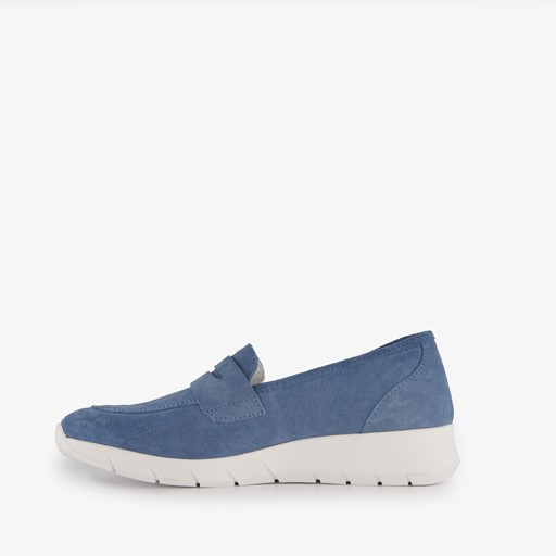 Leren dames instapper blauw