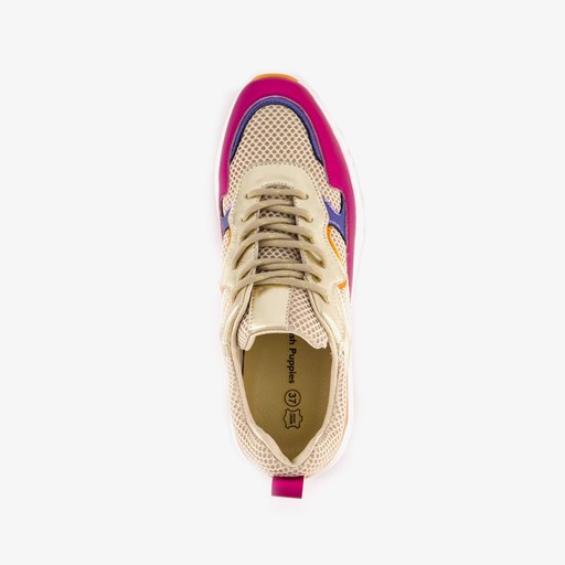 Leren dames dad sneakers metallic