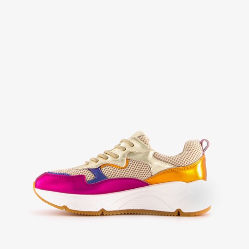 Leren dames dad sneakers metallic