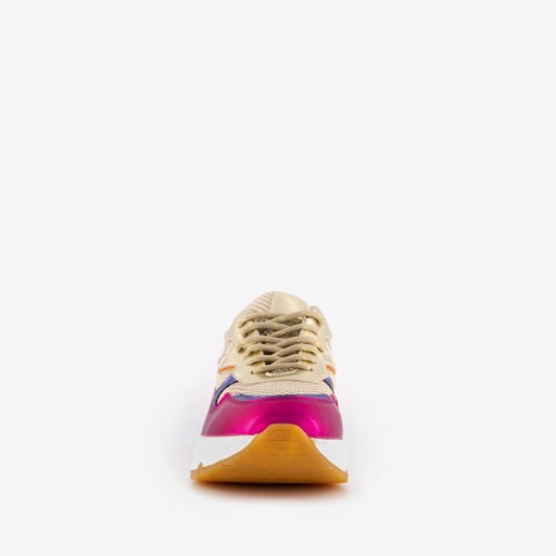 Leren dames dad sneakers metallic