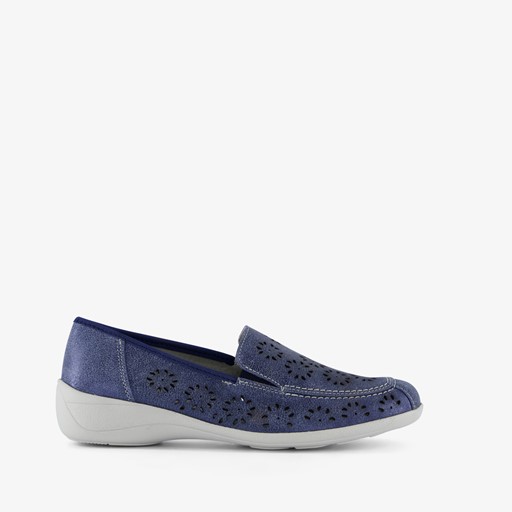Leren dames instappers blauw