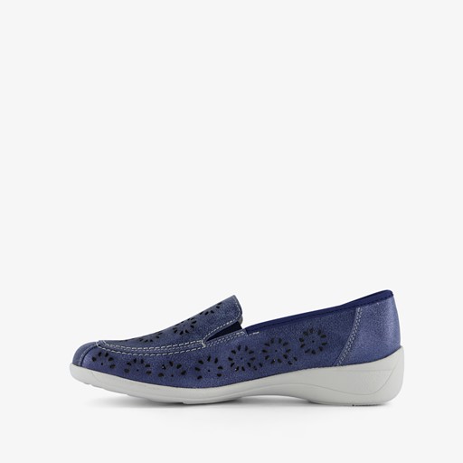 Leren dames instappers blauw