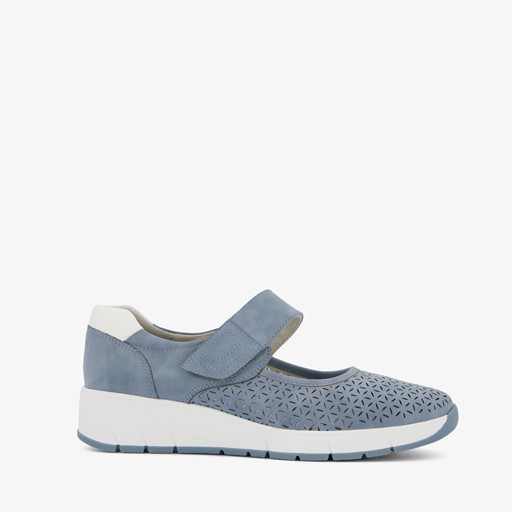 Dames ballerina's met klittenband blauw