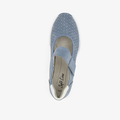 Dames ballerina's met klittenband blauw