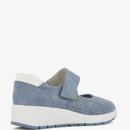 Dames ballerina's met klittenband blauw