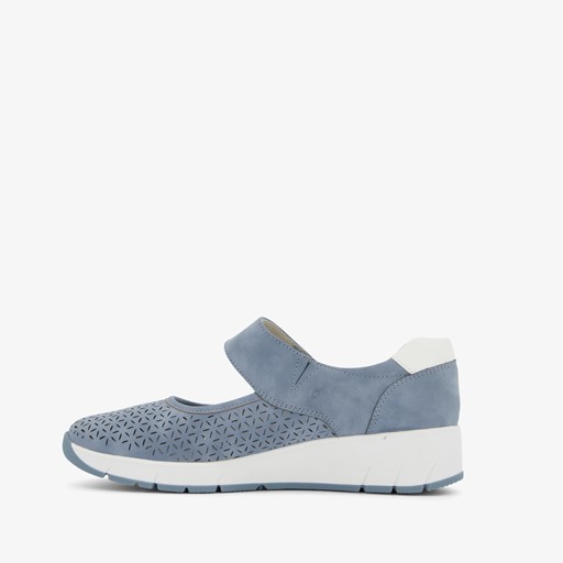 Dames ballerina's met klittenband blauw