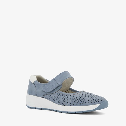 Dames ballerina's met klittenband blauw
