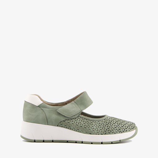Dames ballerina's met klittenband groen