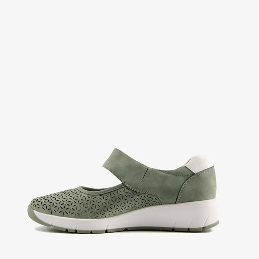 Dames ballerina's met klittenband groen