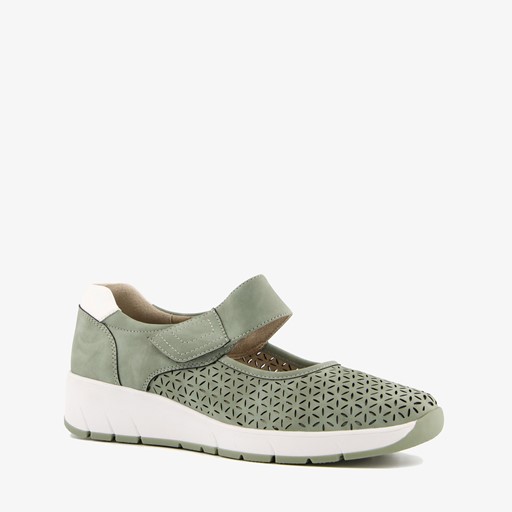 Dames ballerina's met klittenband groen