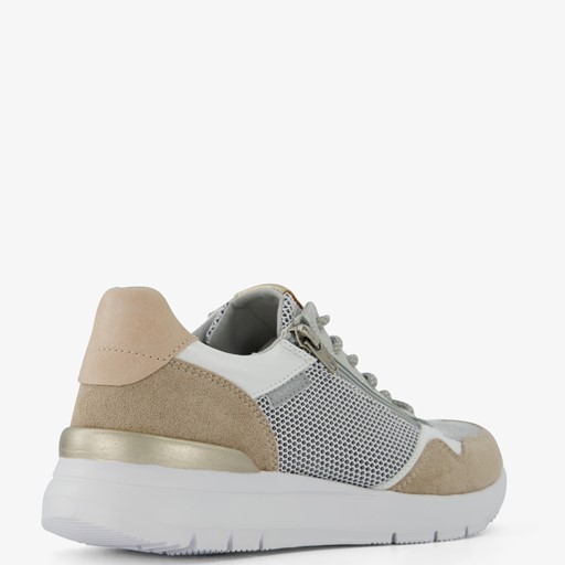 Dames sneakers beige zilver