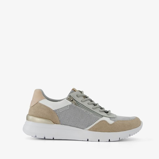 Dames sneakers beige zilver