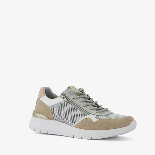 Dames sneakers beige zilver