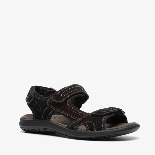 Leren heren sandalen zwart