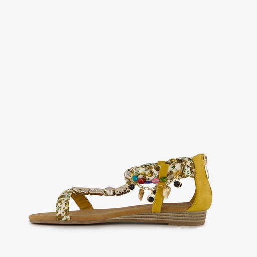 Dames sandalen met kettinkjes geel