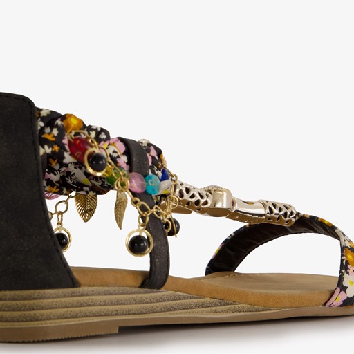 Dames sandalen met kettinkjes zwart
