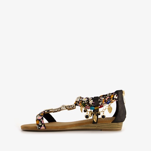 Dames sandalen met kettinkjes zwart